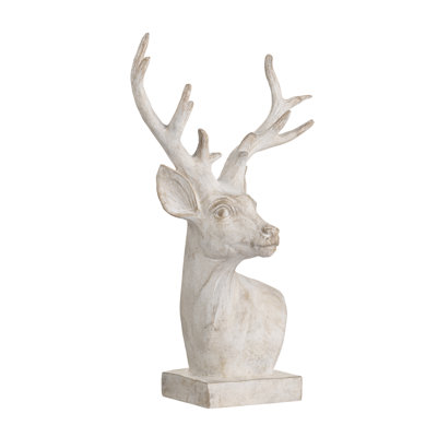 Cream Resin Deer Head Sculpture