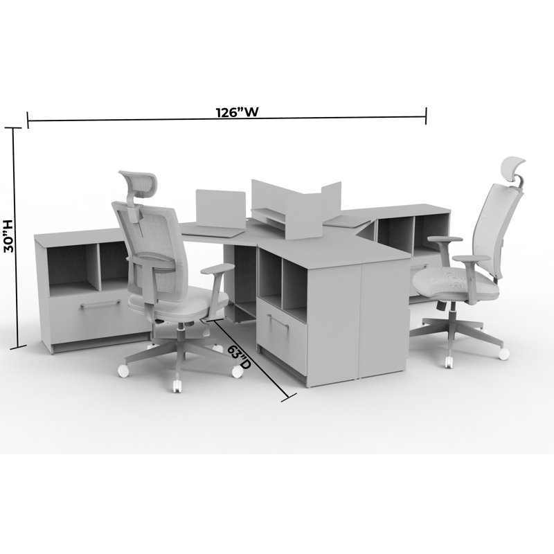 Lajon Rectangle 2 Person Benching Workstation