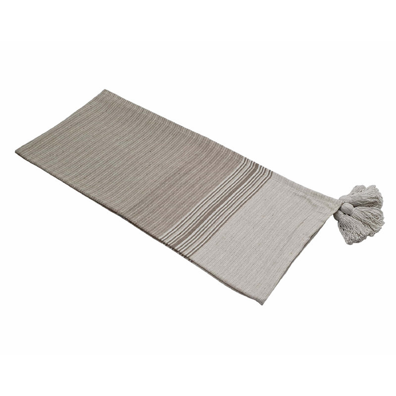 Couverture ou jeté, Rayé, Taupe / blanc