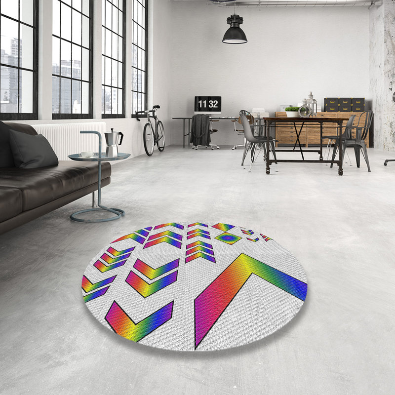 Tapis rose à motifs/mauve/gris Aubina, Rond 6 pi