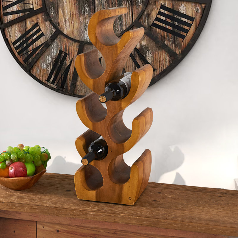 Solid Wood Tabletop Wine Bottle Rack Brown, 69.6cm H x 25.4cm W x 17.8cm D