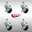 3 Inch SS Soft Rubber Wheel Swivel 3/8 Inch Threaded Stem Caster Set Brake SCC