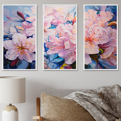 Ensemble de salon art mural rhododendron rose