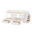 Lit superposé double au-dessus de simple et simple, lit superposé triple en bois avec tiroirs-549313280
