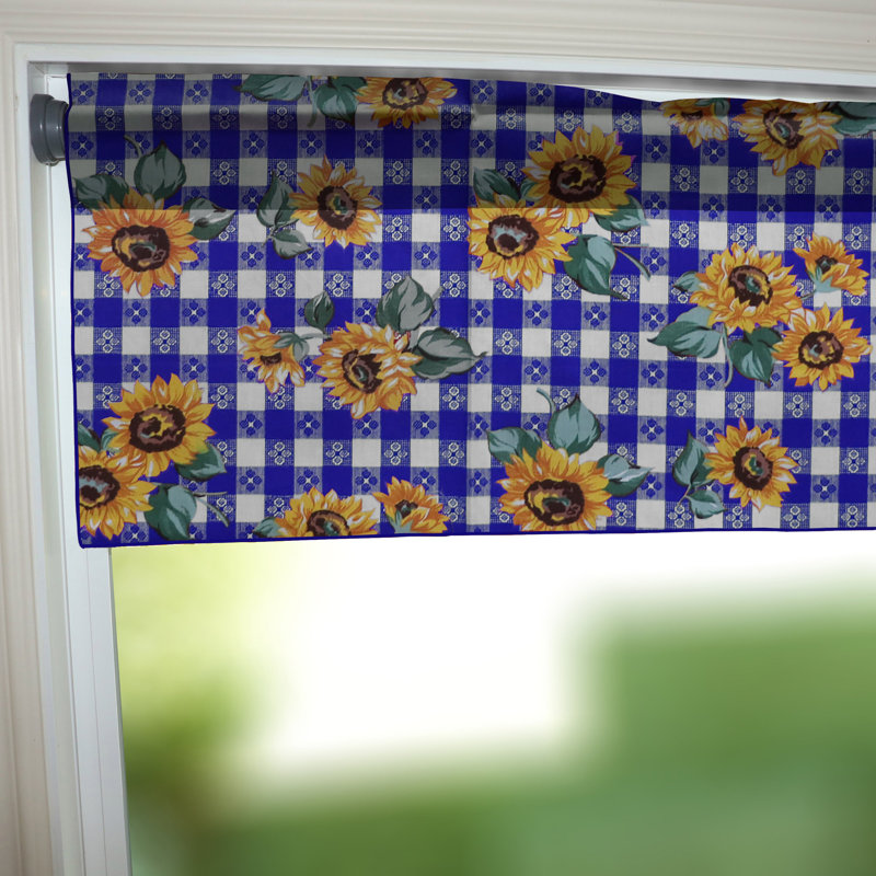 Cantonnière à imprimé tournesols, L 58 po x L 28 po, Bleu taverne