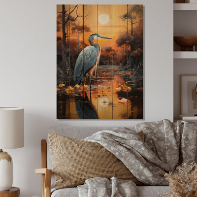 " Heron Silent Waters Pointillism II "