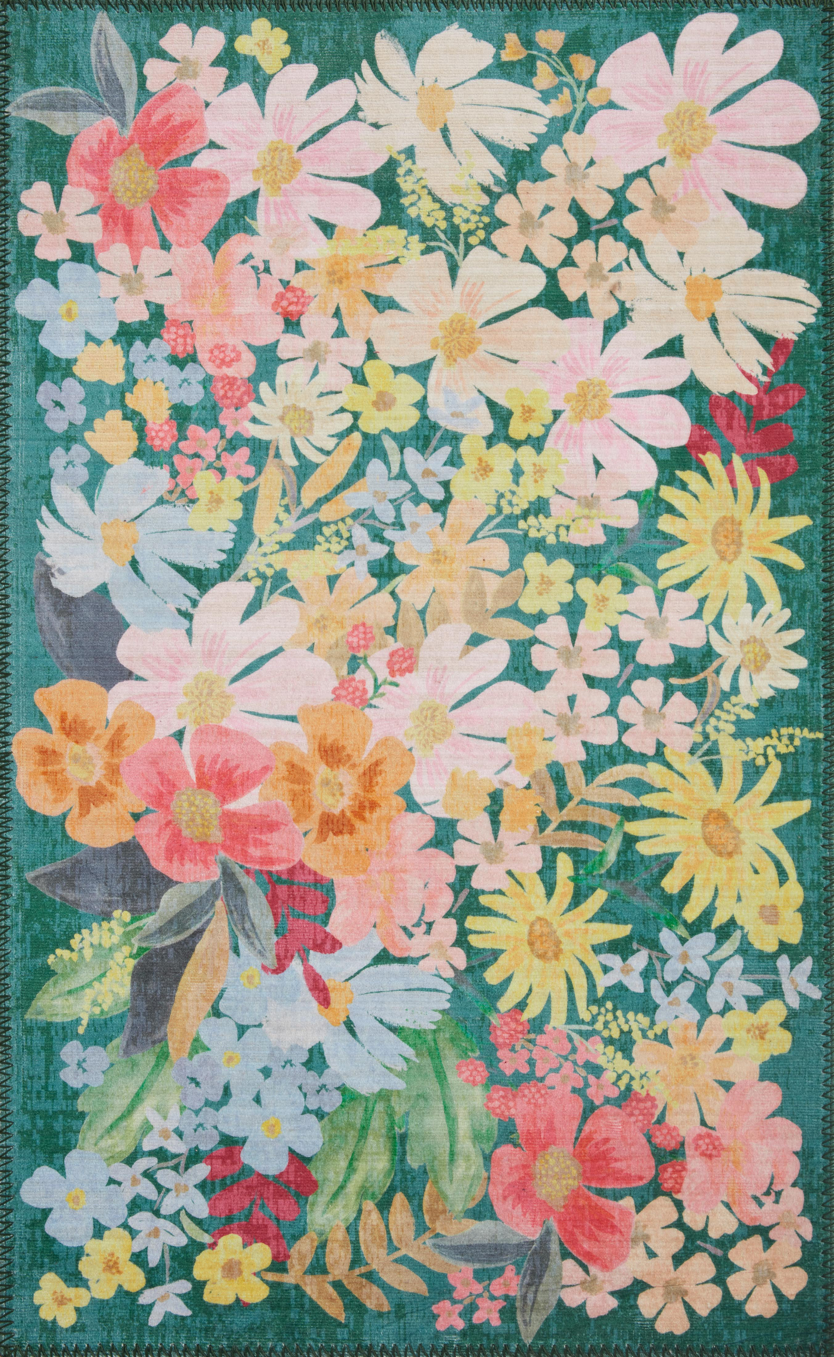 Rifle Paper Co. x Loloi Meadow Marguerite Emerald Rug | Wayfair