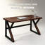 Double bureau d'ordinateur en bois massif de 55,1 pouces de long, poste de travail à deux places épaissi, table d'écriture en noyer pour la maison et le bureau-133348603