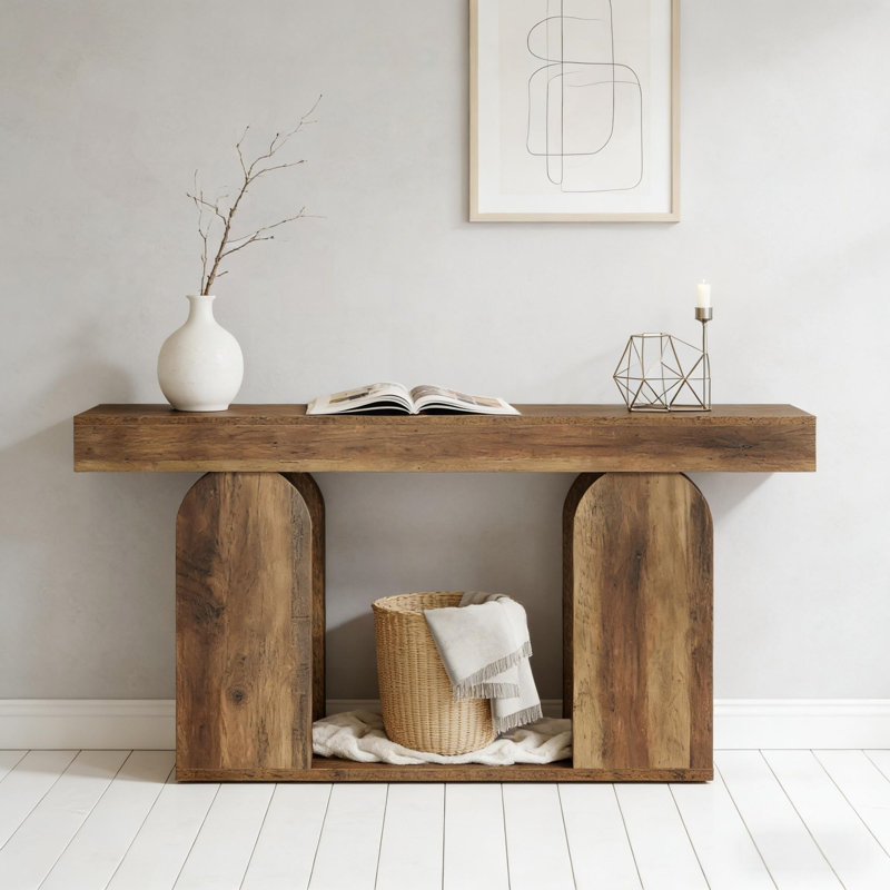 Table de couloir pratique, console, table de canapé, Brun rustique