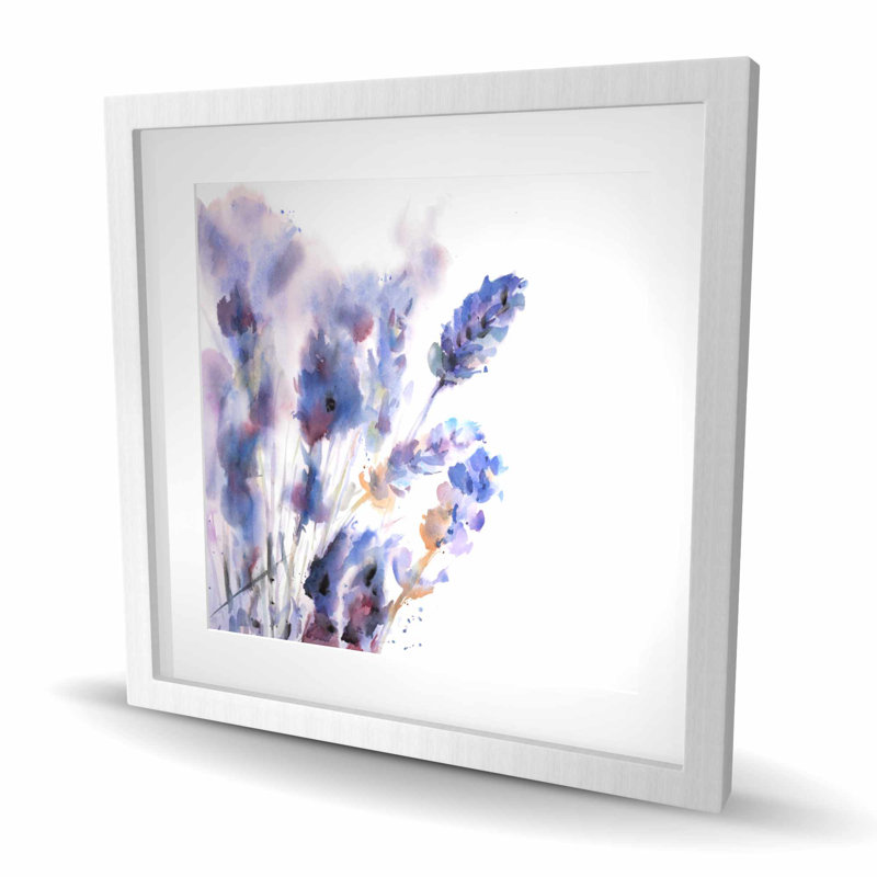 Impression de fleurs de lavande aquarelle - décor encadré mat