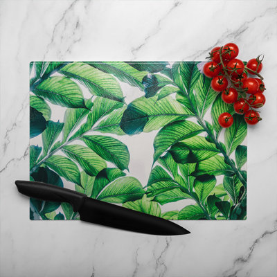 Tropical Palm Glass Chopping Board