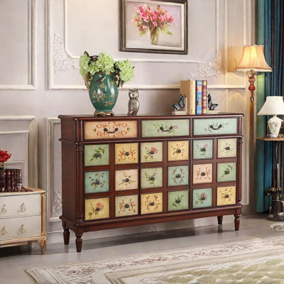 American Vintage Shoe Cabinet Side Cabinet 21 Pair Shoe Storage Cabinet