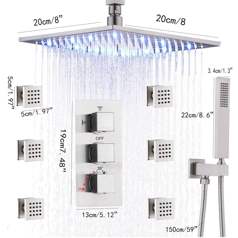 Système de douche thermostatique complet avec valve brute