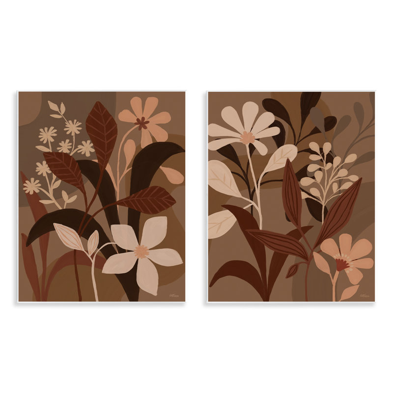Modern Boho Flower Bundle 2 PC Wall Plaque Art Set by Cat Thurman Designs