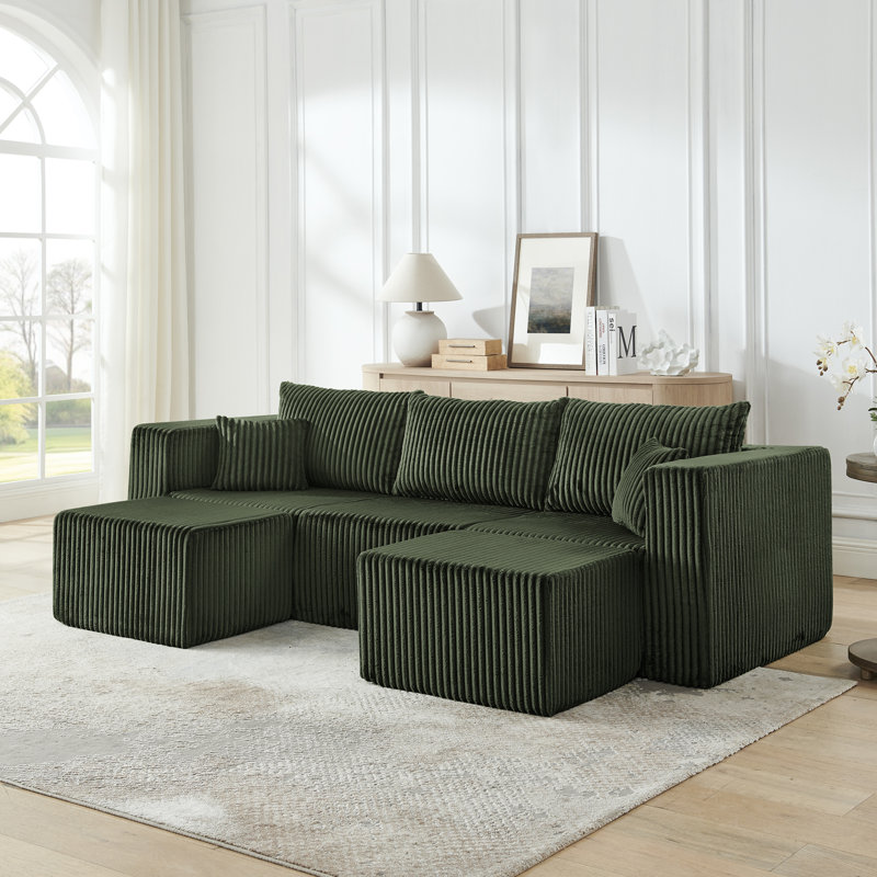 Canapé modulaire compact compact: Canapé à compression minimaliste et compact, Green Corduroy