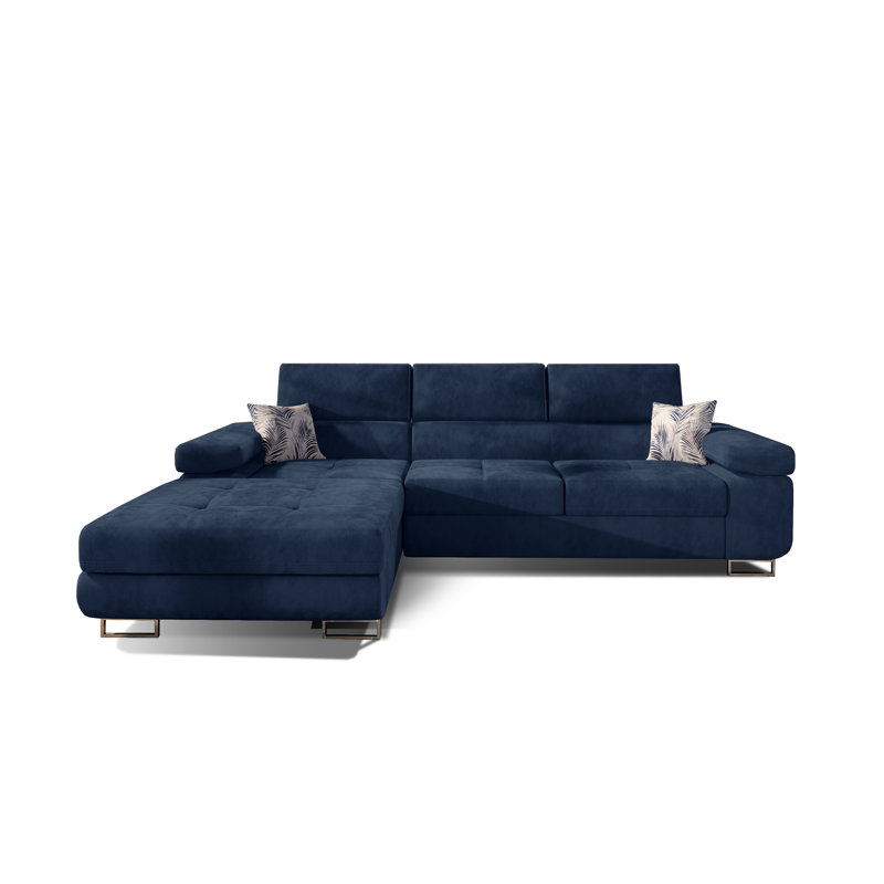 Marni 4 Seater Sofa Bed, Blue, Left Hand Facing