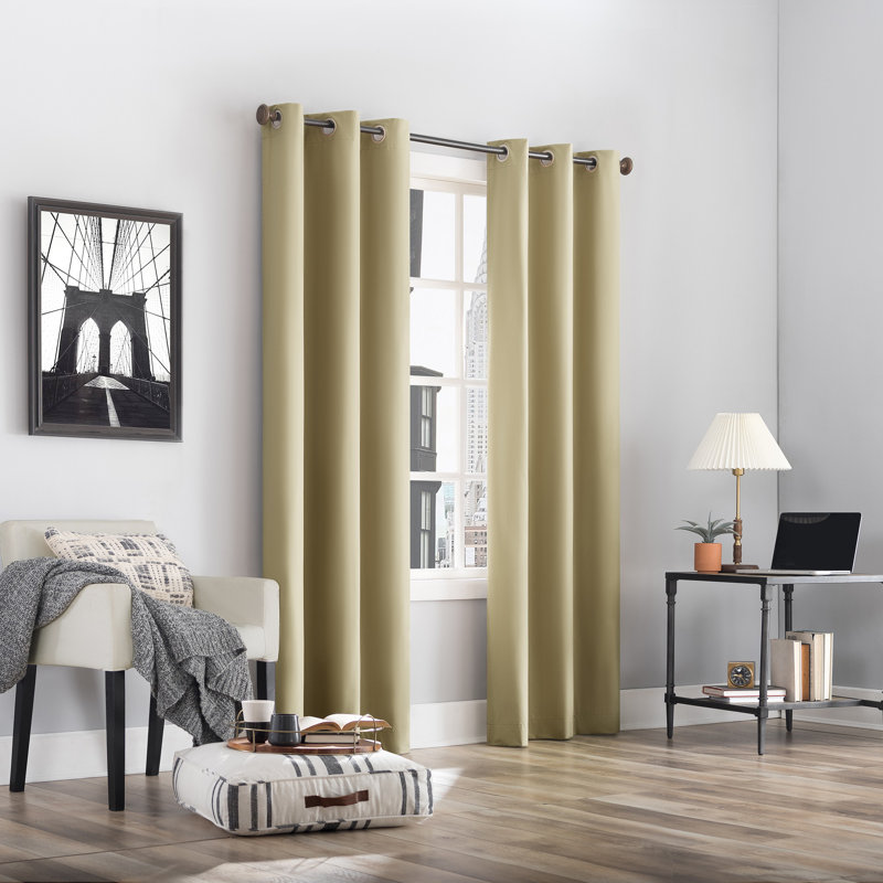 Thermal 100% Blackout Grommet Curtain Panel - Basics by Wayfair™, 40" W x 63" L, Soft Gold