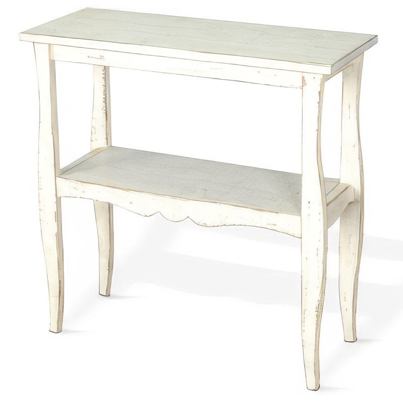 Table de bout d'appoint, bordure festonnée, acajou blanc patiné 28 po., Blanc