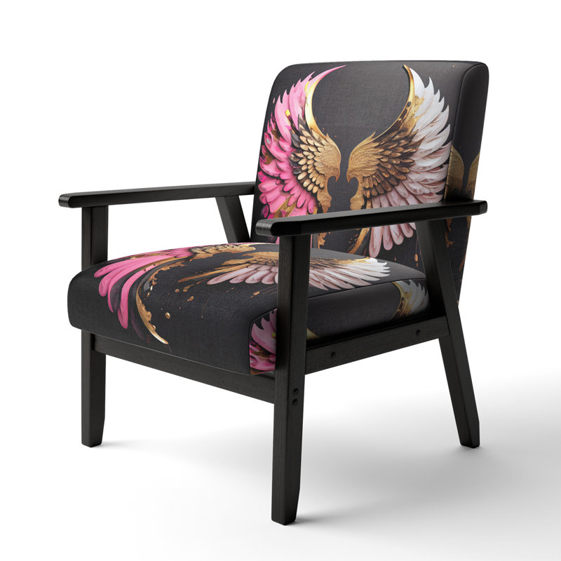Fauteuil de 23 po de large Dabrielle, Mélange de polyester doré / rose / noir