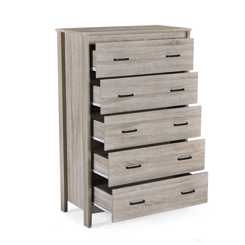 Commode 5 tiroirs Toolless, Chêne