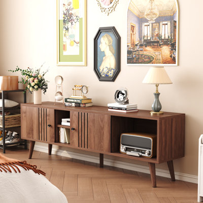 Kassiani  TV Stand for TVs up to 65'',Entertainment Center Sliding  Door