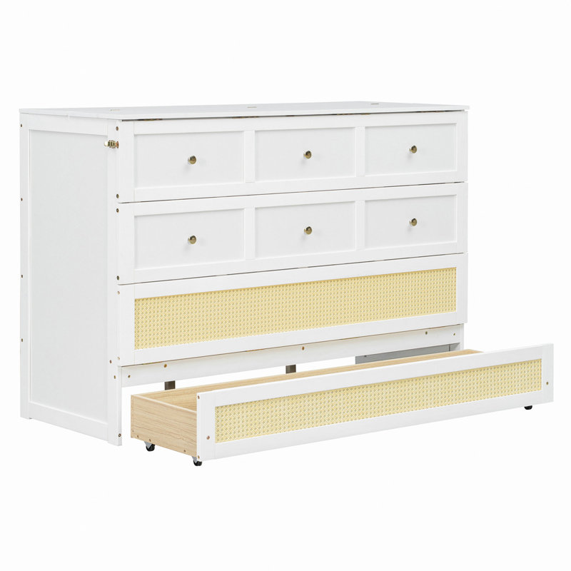 Lit escamotable avec grands tiroirs Murphy, Grand lit, Blanc