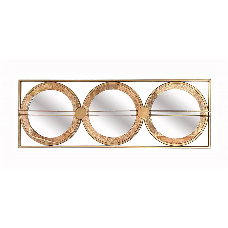 Miroir mural 3 pièces dans un cadre rectangulaire doré
