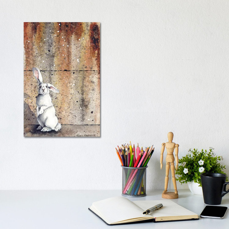 Concrete Bunny by Maggie Vandewalle - Wrapped Canvas Print, 20.32 cm H x 30.48 cm W