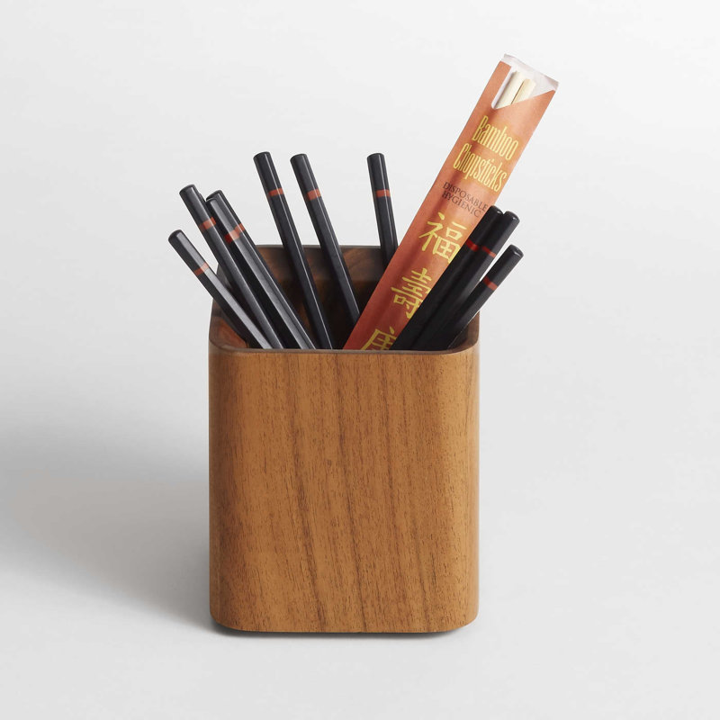 Square One Pencil Holder, Acacia