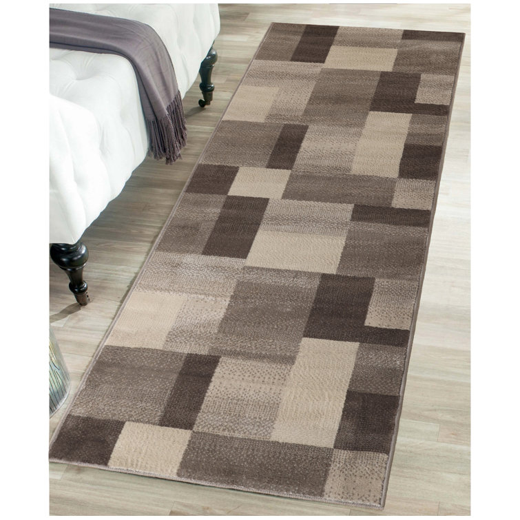 Benne Polypropylene Color Block Chocolate Beige Indoor Area Rug With Jute Backing