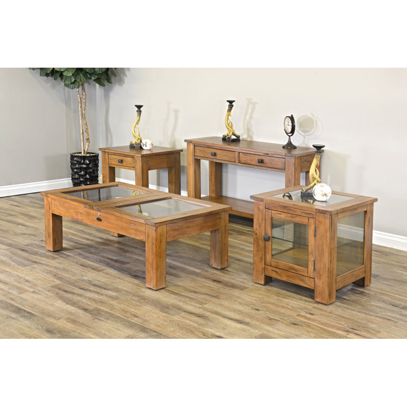 Table basse avec rangement vitrine Kingsville, Brun pâle