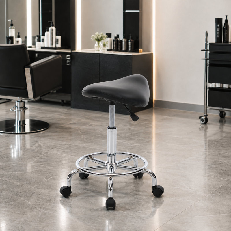 Chaise pivotante à hauteur réglable, tabouret ergonomique, Black (Backless)