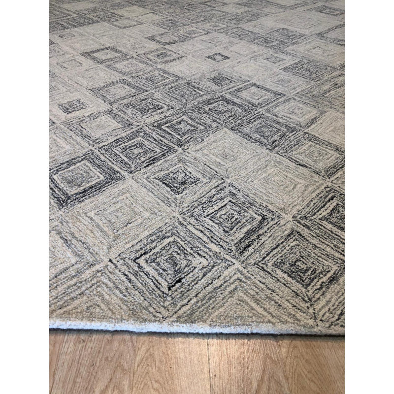 Tapis moderne en laine touffeté à la main, gris, élégant et durable pour ajouter une élégance contemporaine à votre salon, chambre à coucher, bureau ou maison