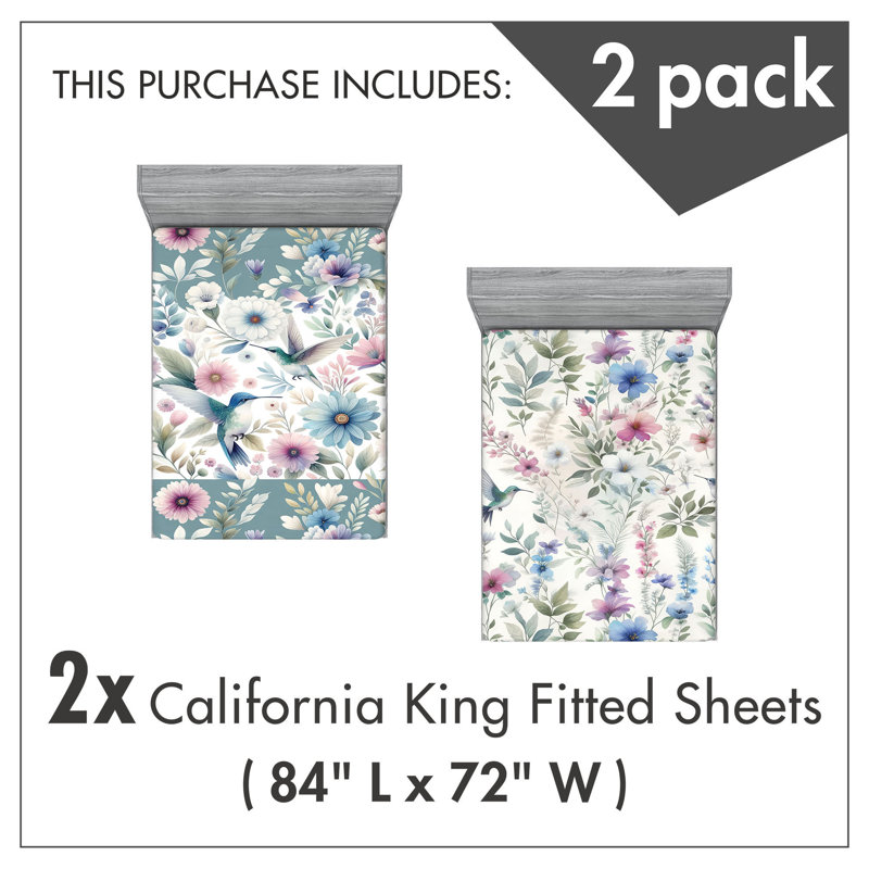 Microfiber Birds And Nature Fitted Sheet, California King Fitted Sheet