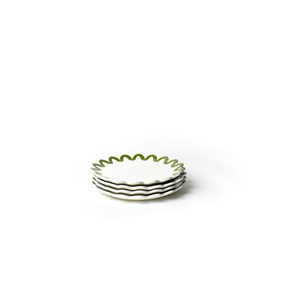 Olive Arabesque Trim Scallop Salad Plate Set Of 4