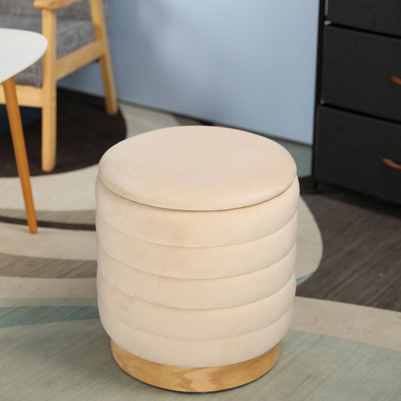 Hartville 42cm Wide Tufted Round Ottoman with Storage