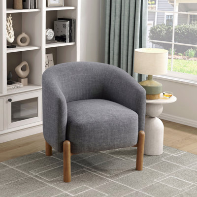 Chaise d'appoint - Style confort, revêtement gris, cadre durable, pieds en bois massif, meubles de salon de style contemporain, 1 pièce