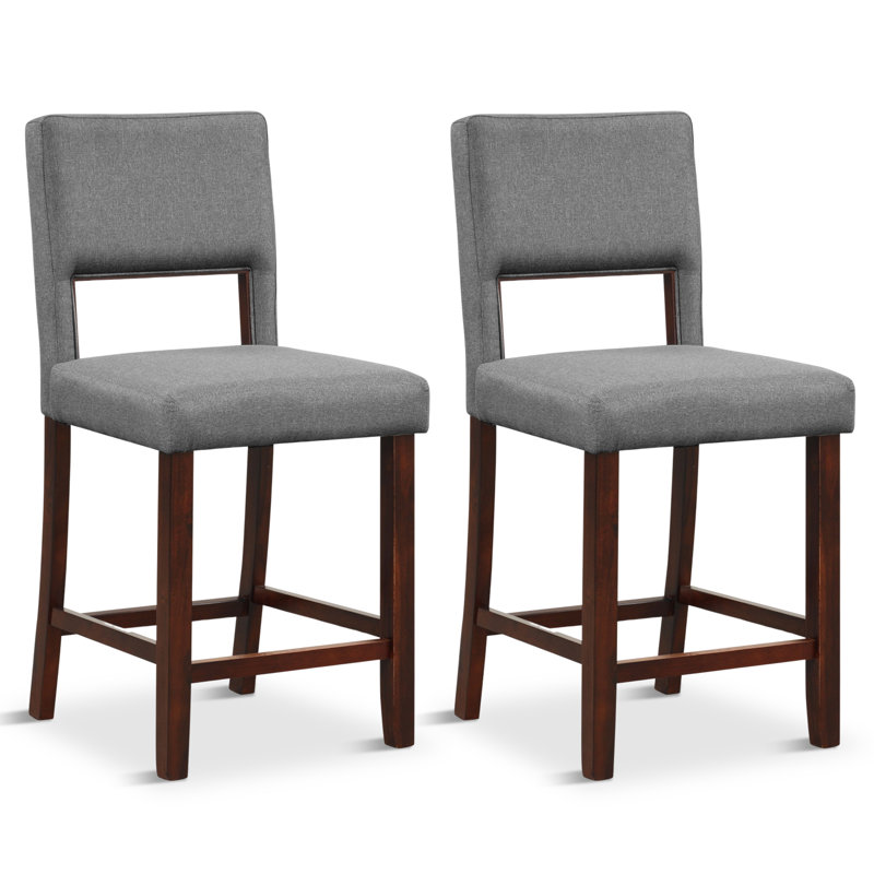 Amaurys Upholstered Counter Stool with Solid Wood Frame, Grey