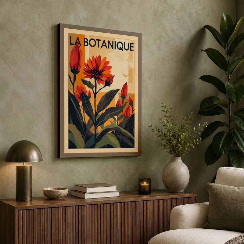 La Botanique Art Deco - Wrapped Canvas, Ochre Border, 30x20 - 76.2 x 50.8 cm