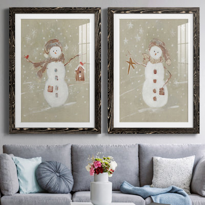 Linen Snowman I - Ensemble de 2 reproductions d'art