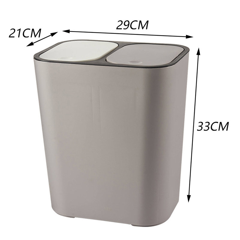 Bock Plastic Swing Top Multi-Compartment Rubbish & Recycling Bin - 12L, Grey