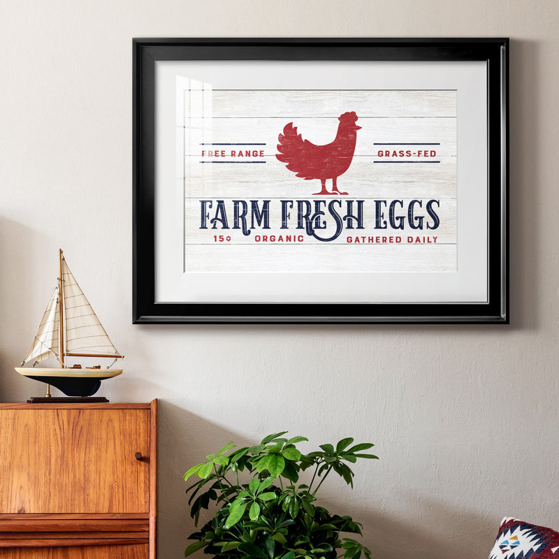 Farm Fresh Eggs - Reproduction d'art textuel sur papier encadré, H 22,5 po x l 30,5 po x P 1,5 po, Noir
