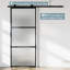 Porte de grange coulissante en métal et en verre givré 32 po x 84 po avec quincaillerie d'installation (fermeture en douceur incluse)-1051180780-1051180752