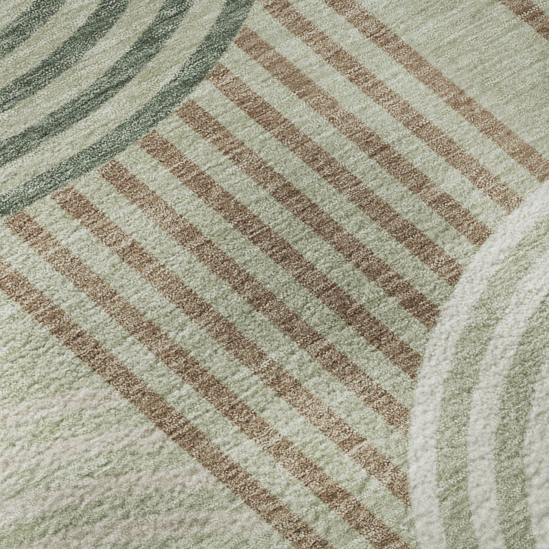 Tapis moderne lavable à la machine de qualité supérieure Mid-Century, Céleri, 3' x 5'