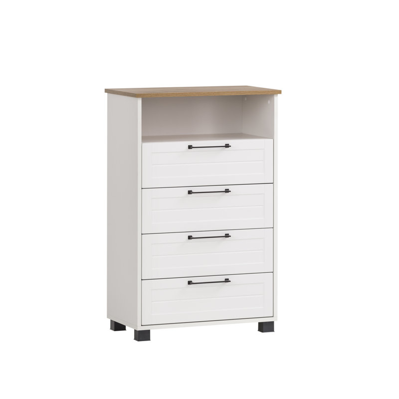 Alapaha 62.4 cm W Chest of 4 Drawers, Brown/White