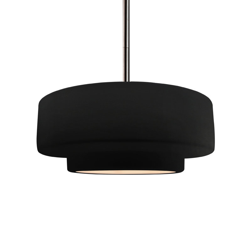 Luminaire suspendu à 1 lumière Meydan, Noir mat carbone, H 5,25 po x l 14,5 po x P 14,5 po, Nickel brossé