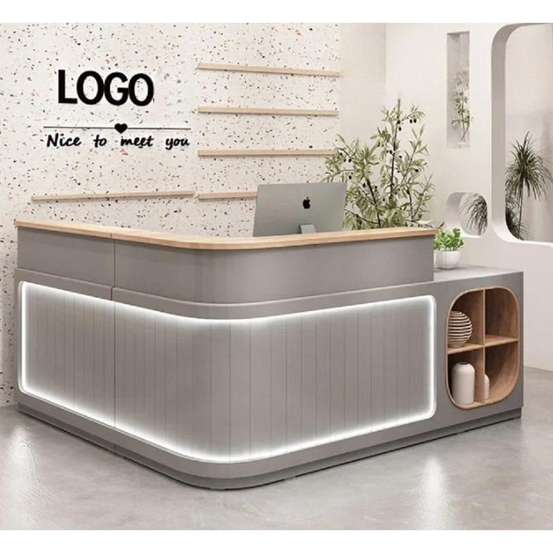 Clent L-Shape Manufactured Wood Reception Desk, 100cm H x 150cm W x 50cm D, Right Side Facing
