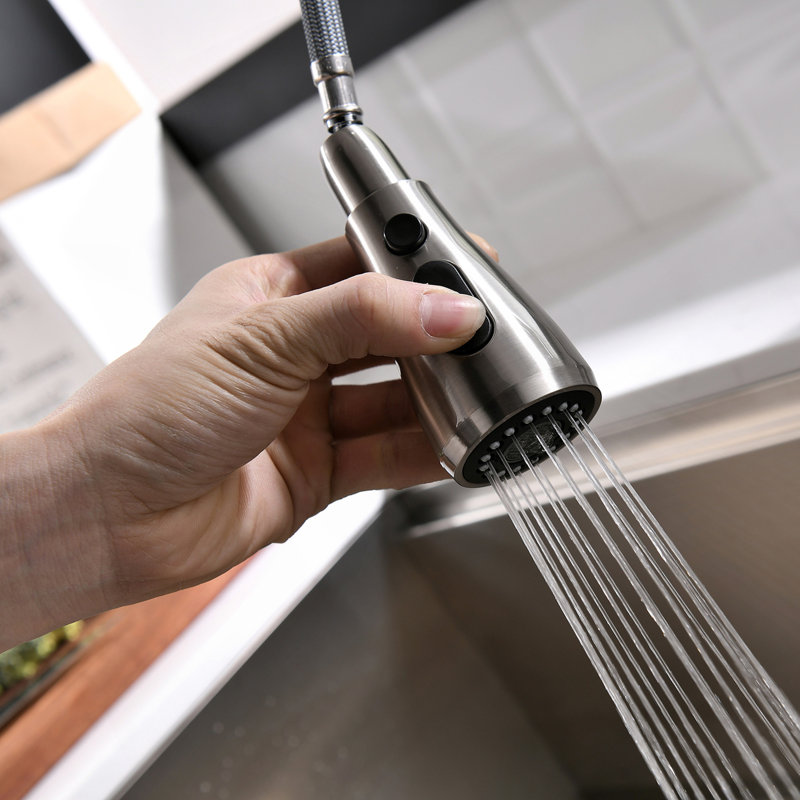 FLG Touch-On Kitchen Faucet With Pull Out Sprayer Single Handle Brass Touch Activated Kitchen Sink Faucet With 2-Way Pull Out Sprayer,Brushed Nickel