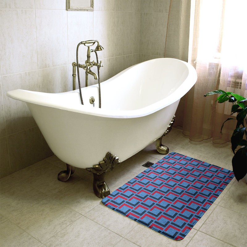 Tapis pour salle de bain Baltimore, l 17 po x L 24 po, Bleu / bleu marine / rouge