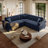 Pull-Out Sofa Bed Sectional,Chenille Modular Sleeper Sectional L Shaped Couch Sofa Bed-595027522